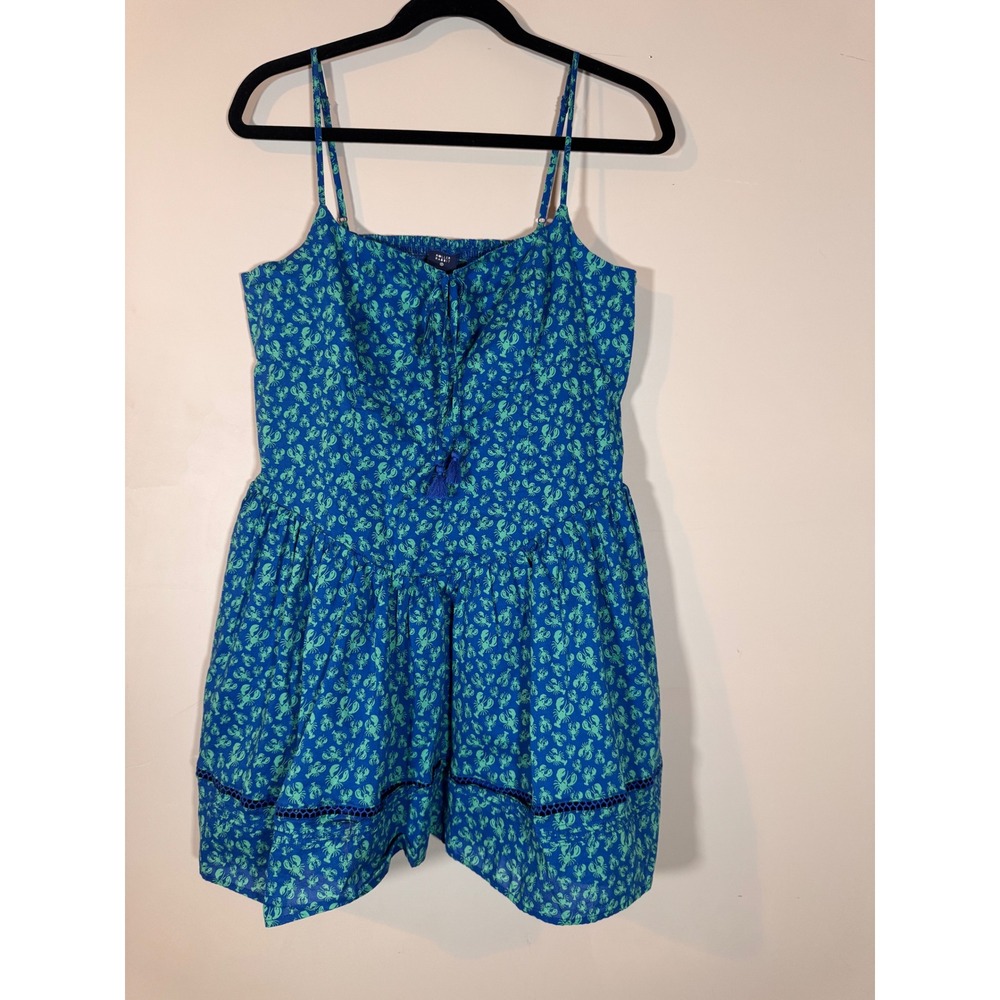 Roller Rabbit x Target Blue Green Lobster Print Mini Dress Smocked Back Large